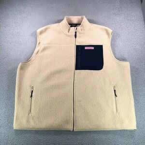 Vineyard Vines Stillwater Sherpa Vest Mens 3XB Big Camel Full Zip Preppy